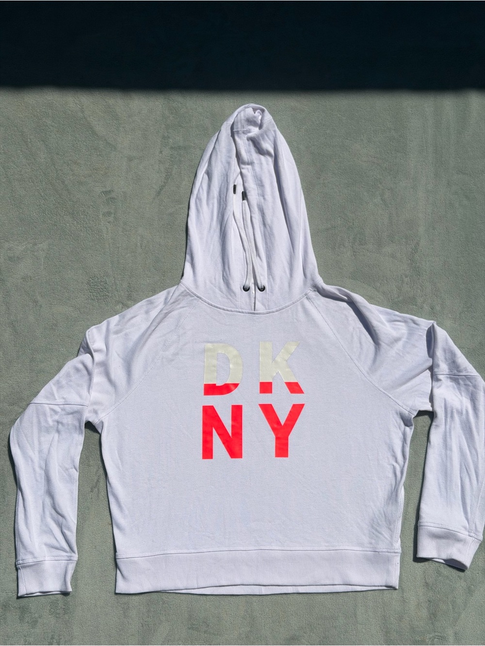 DKNY White Hoodie with Pink-Red Logo